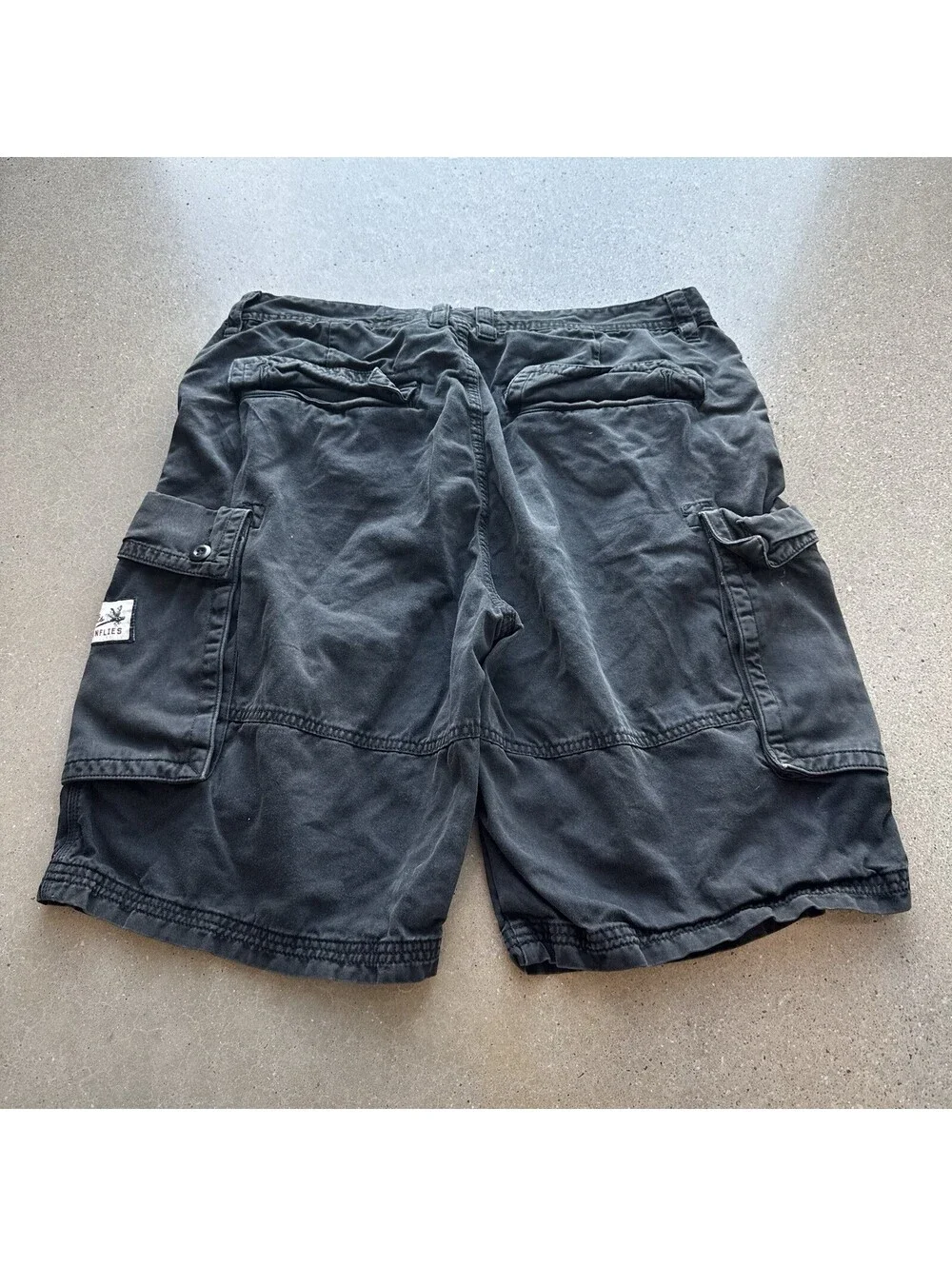 Akoo Black Multi-Pocket Cargo Shorts - Men's 38 Faded